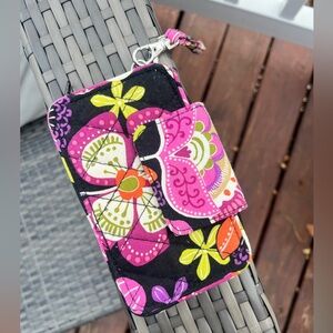Small Vera Bradley Black and Pink Floral Wallet